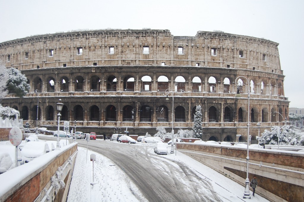 colosseum in snow