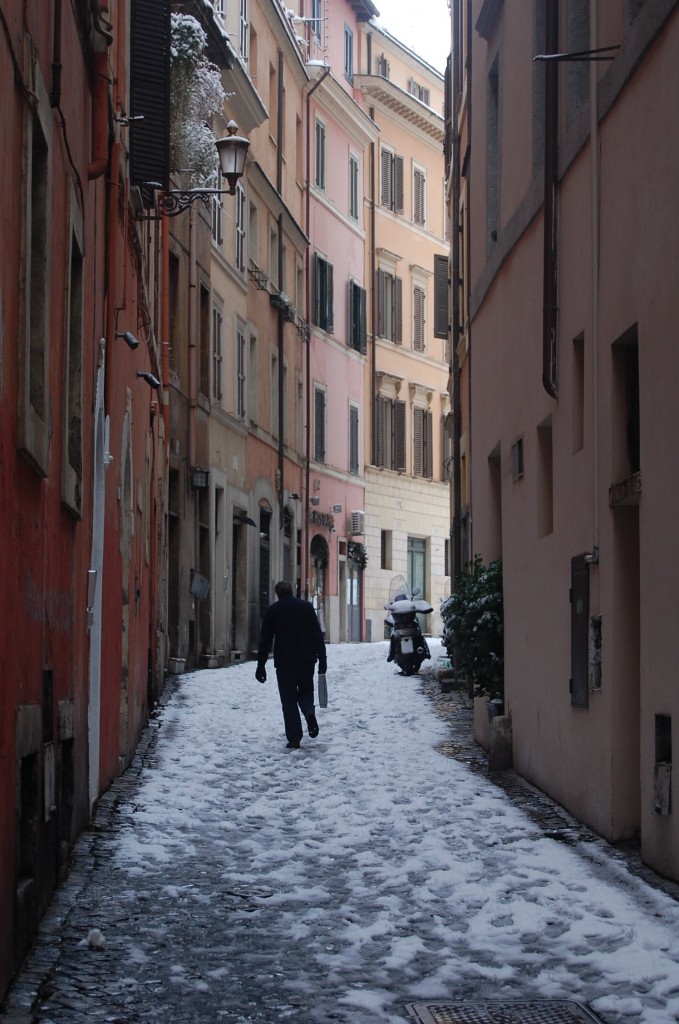alley snow rome