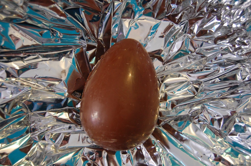 Unwrapped chocolate Easter egg