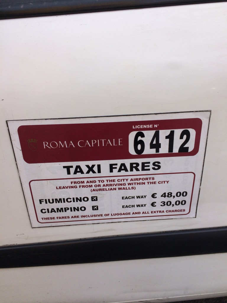 Rome taxi airport fare 2015