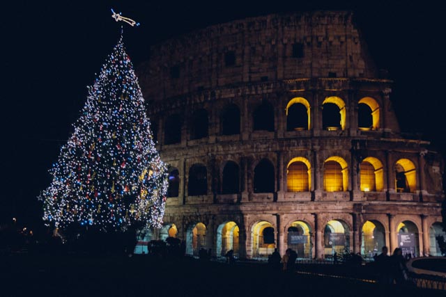 Colosseum with Christmas Tree