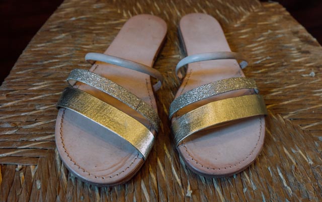 gold Italian leather sandals