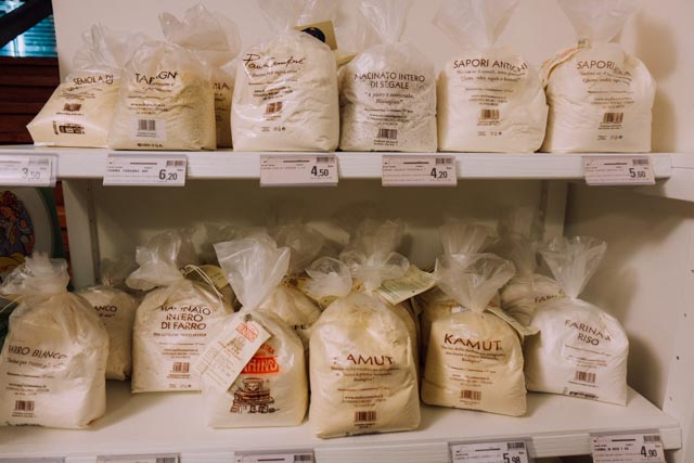 Speciality flours in Eataly Rome