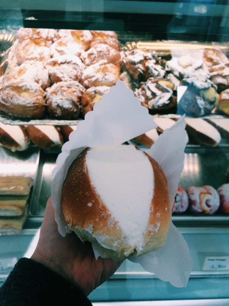 traditional Roman pastry a maritozzo for breakfast