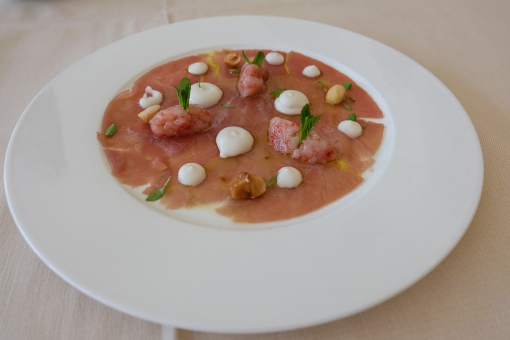 tuna carpaccio with shrimp tartar