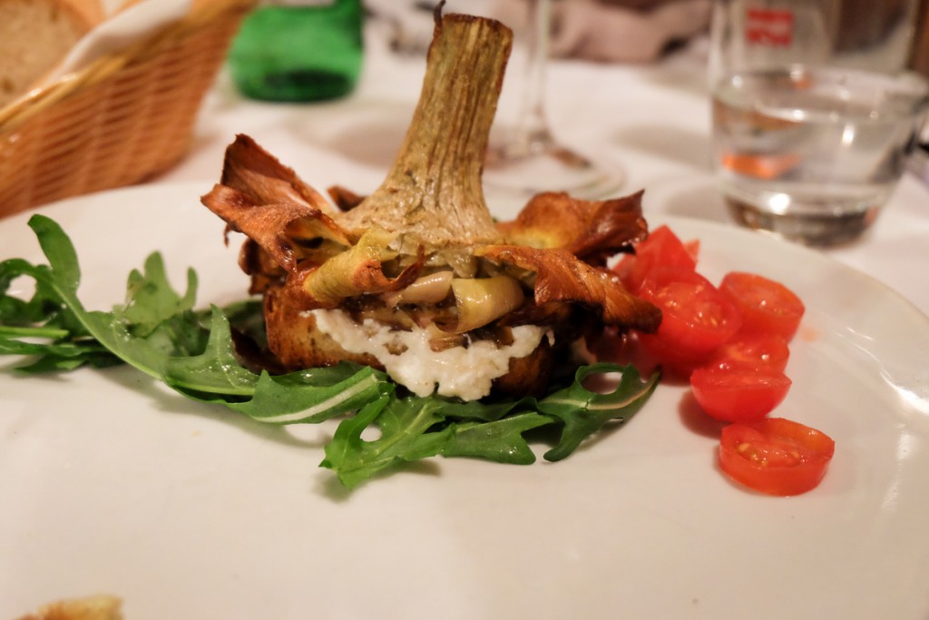 Artichoke with ricotta at a Rome restaurant