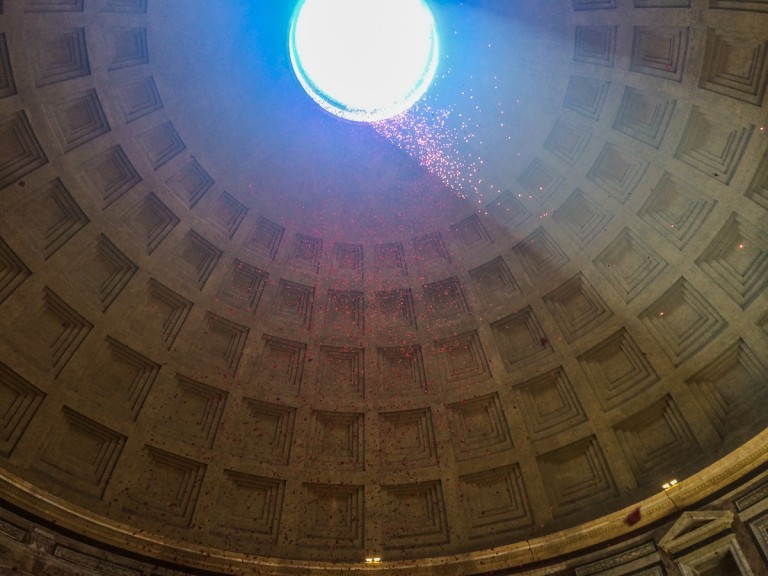 Pantheon Falling Roses Raining Rose Petals at the Pantheon - An American in Rome