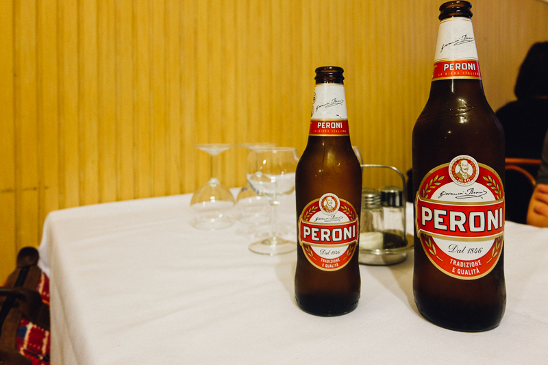 Peroni beer bottles