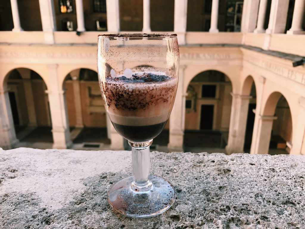 marocchino coffee overlooking chiostro bramante in Rome