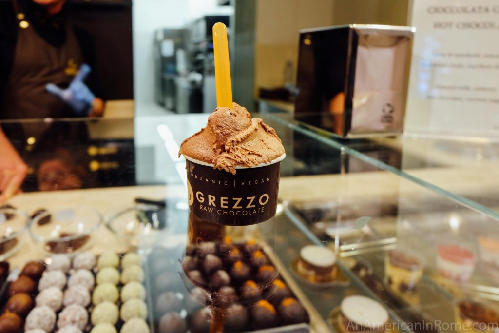 chocolate gelato in a cup