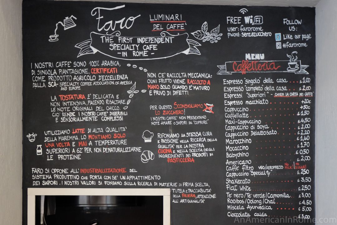 Specialty Coffee in Rome at Faro - Luminari del Caffè - An American in Rome