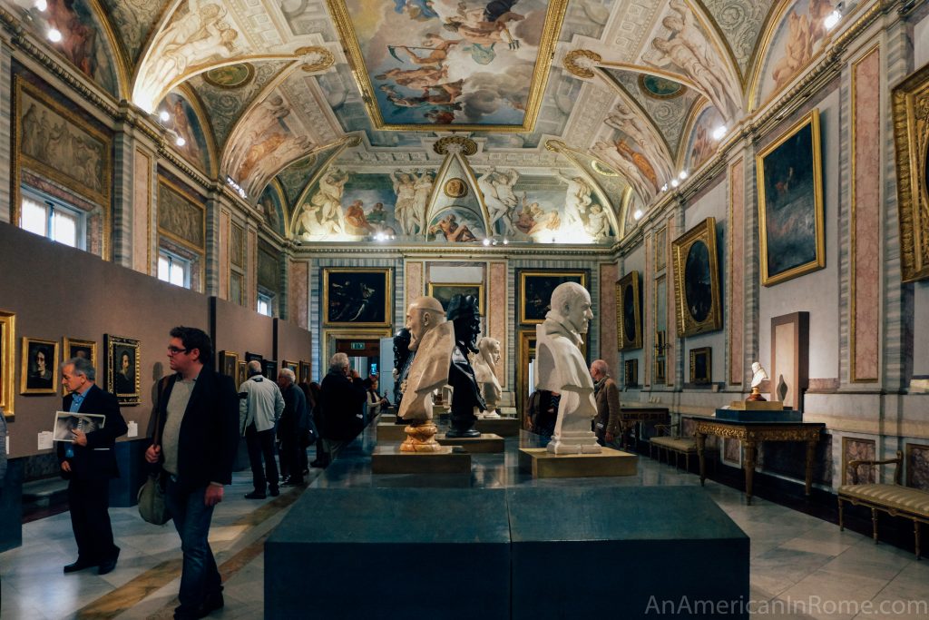 frescoed room upstairs at Galleria Borghese art museum in Rome