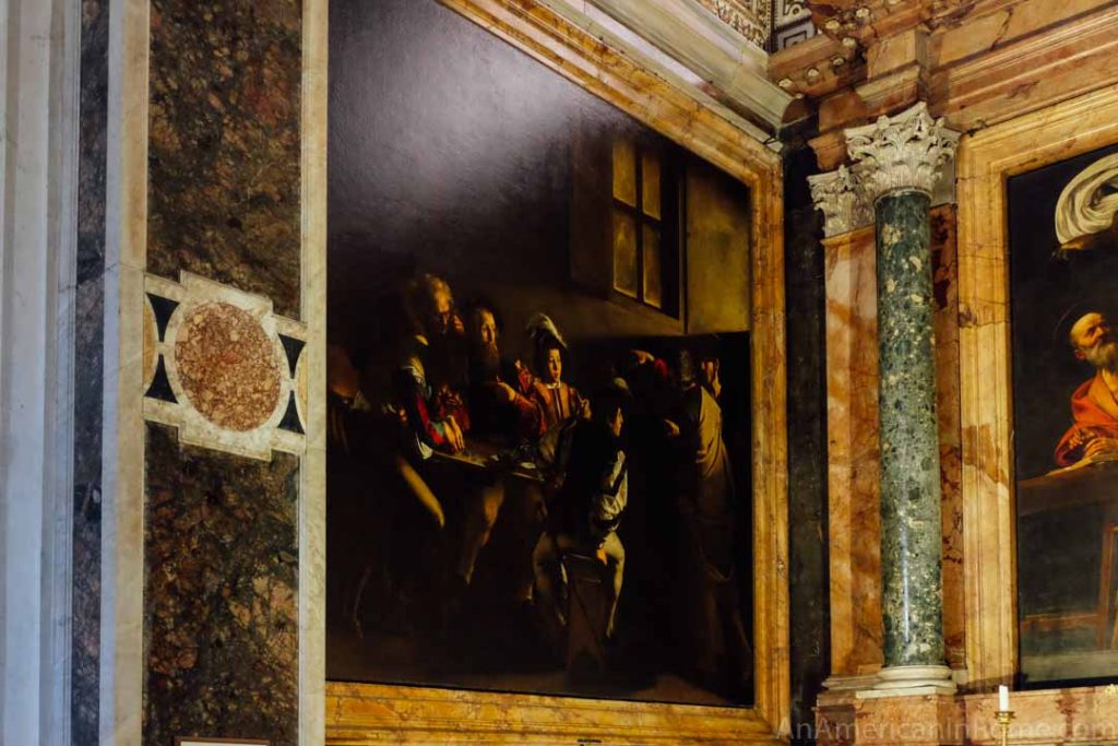 The calling of St Matthew Caravaggio in Rome