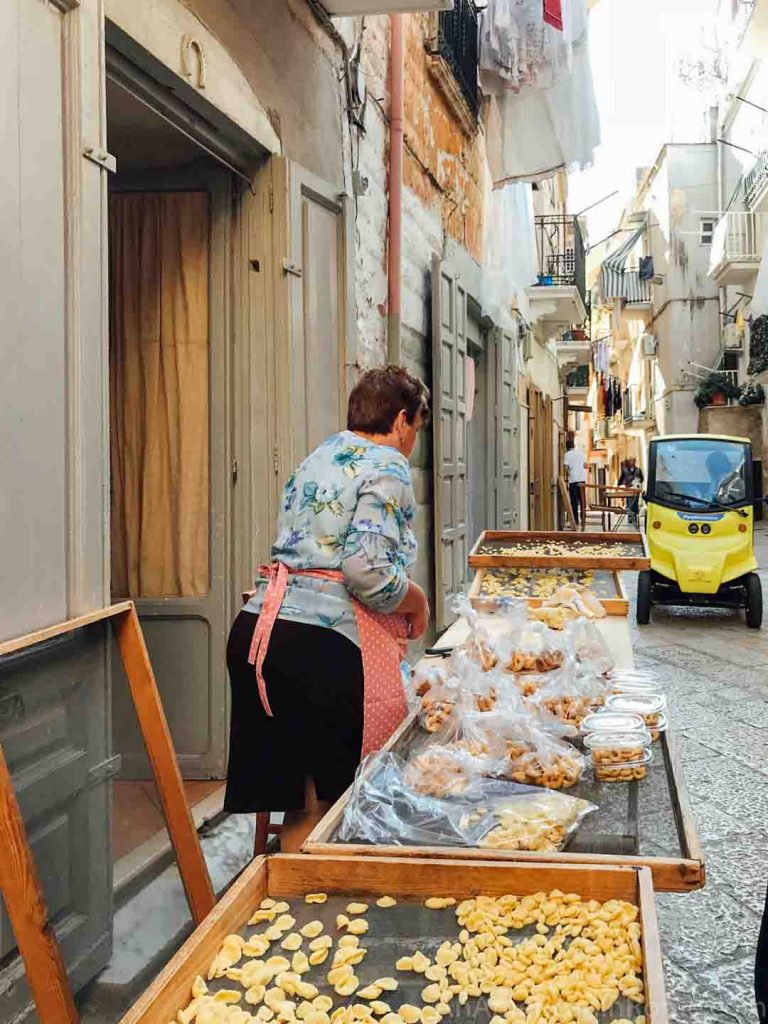 Bari Italy alley with pasta