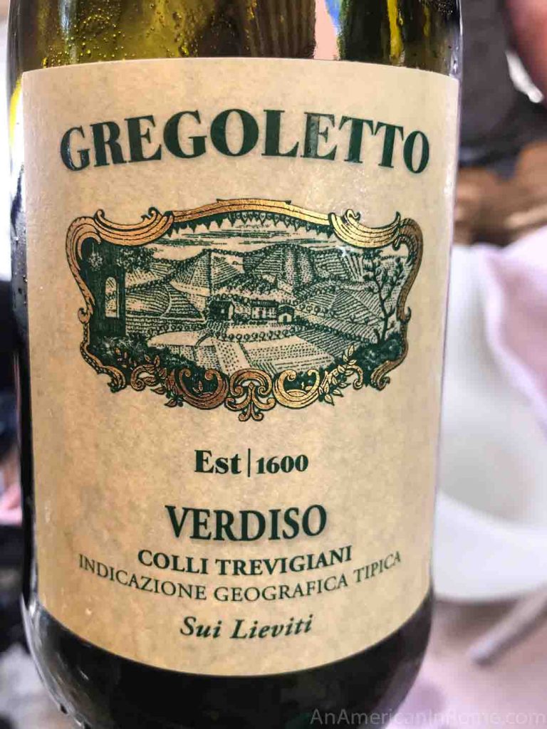 Gregoletto wine at Da Cesare Restaurant in Rome