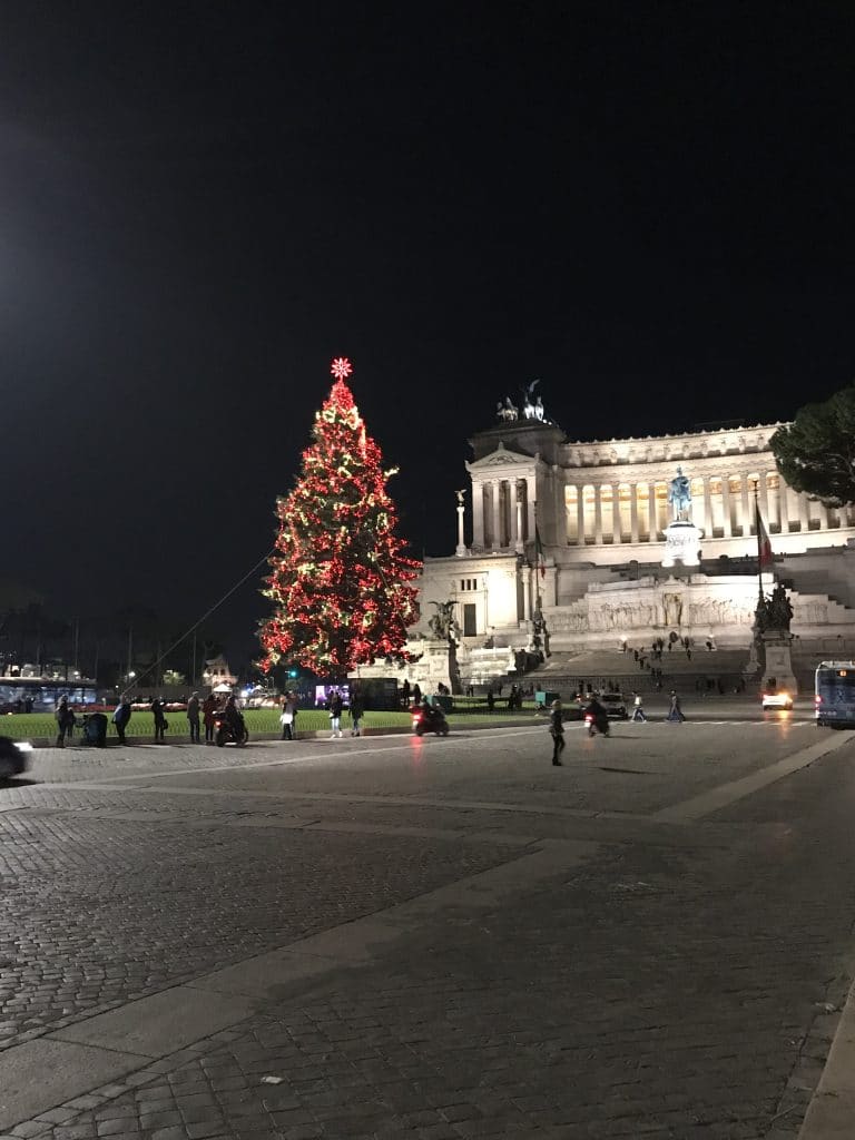 tree in Rome paid for by Netflix is in front of the monument Altare della Patria