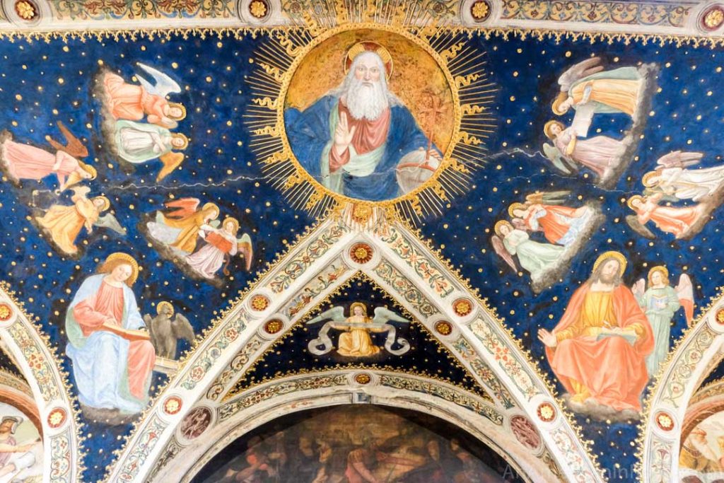 Detail of celestial fresco inside the church known as Milan's Sistine Chapel