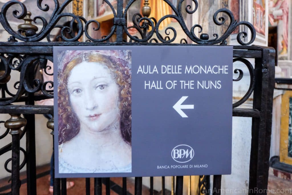 Hall of the nuns signs in San Maurizio a Monastero Maggiore church in Milan