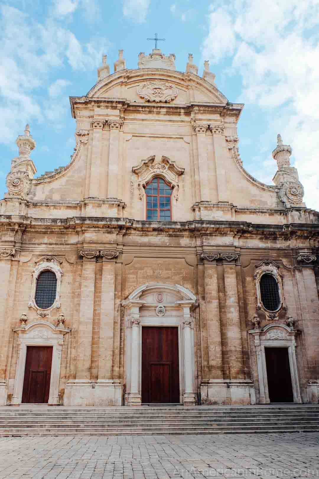outside of the cathedral in Monopoli italy