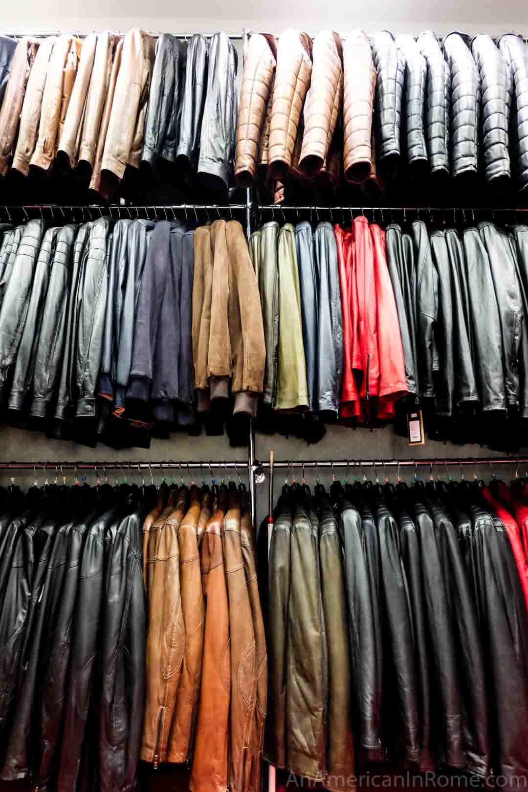 Leather jacket outlet in store