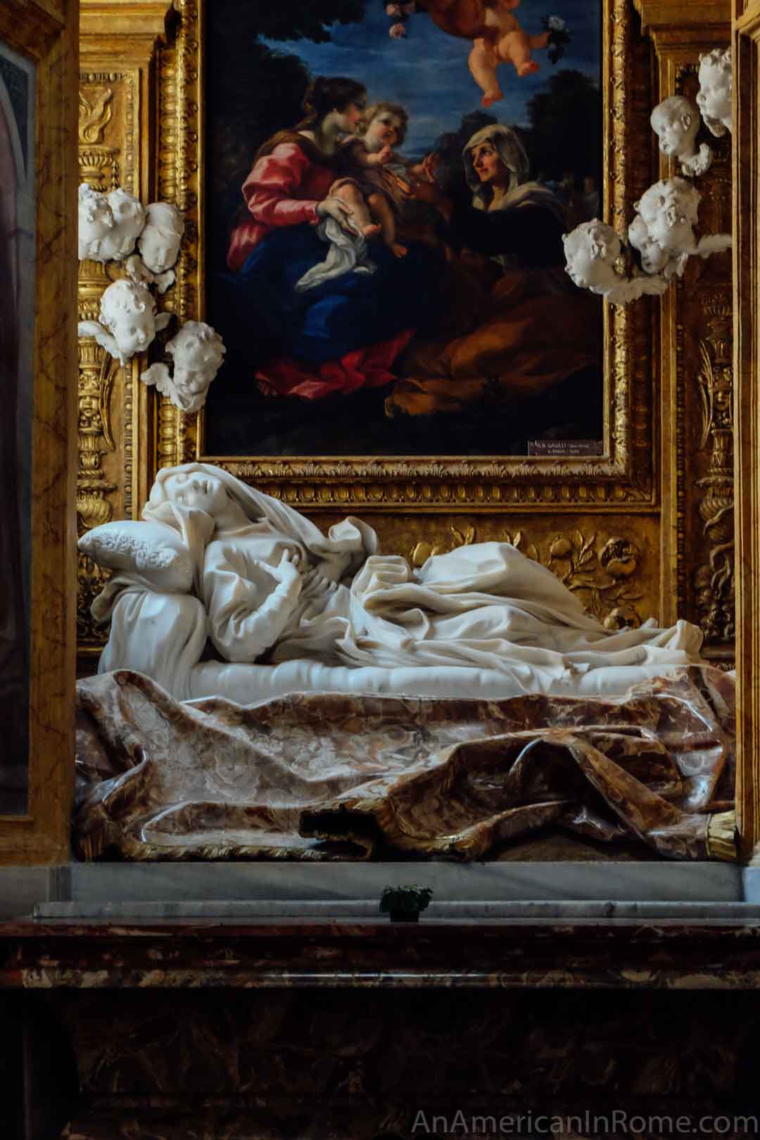 Bernini in Trastevere sculpture of blessed ludovica albertoni in Rome church