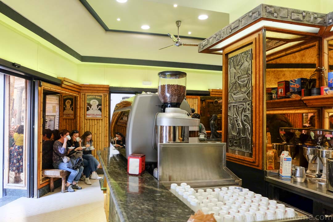 interior of Tazza d'oro caffe in Rome