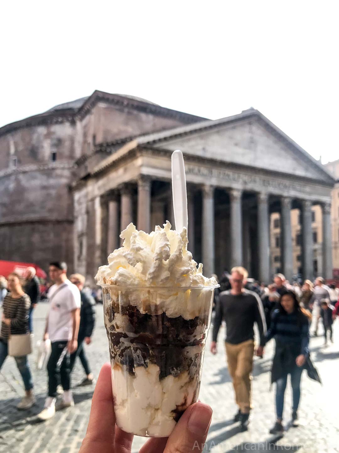 coffee dessert in front of the Pantheon in Rome