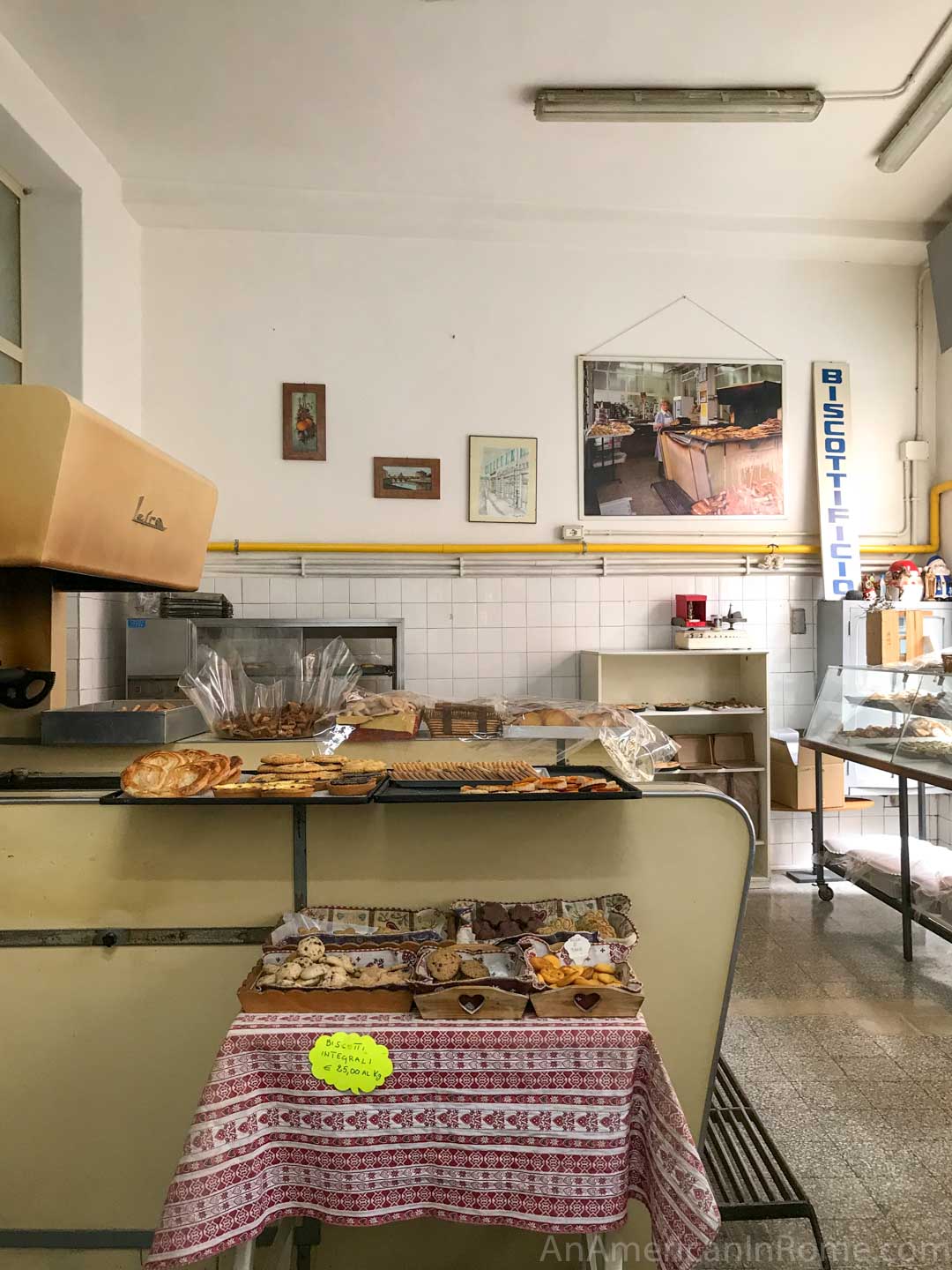 vintage oven behind the counter in Rome