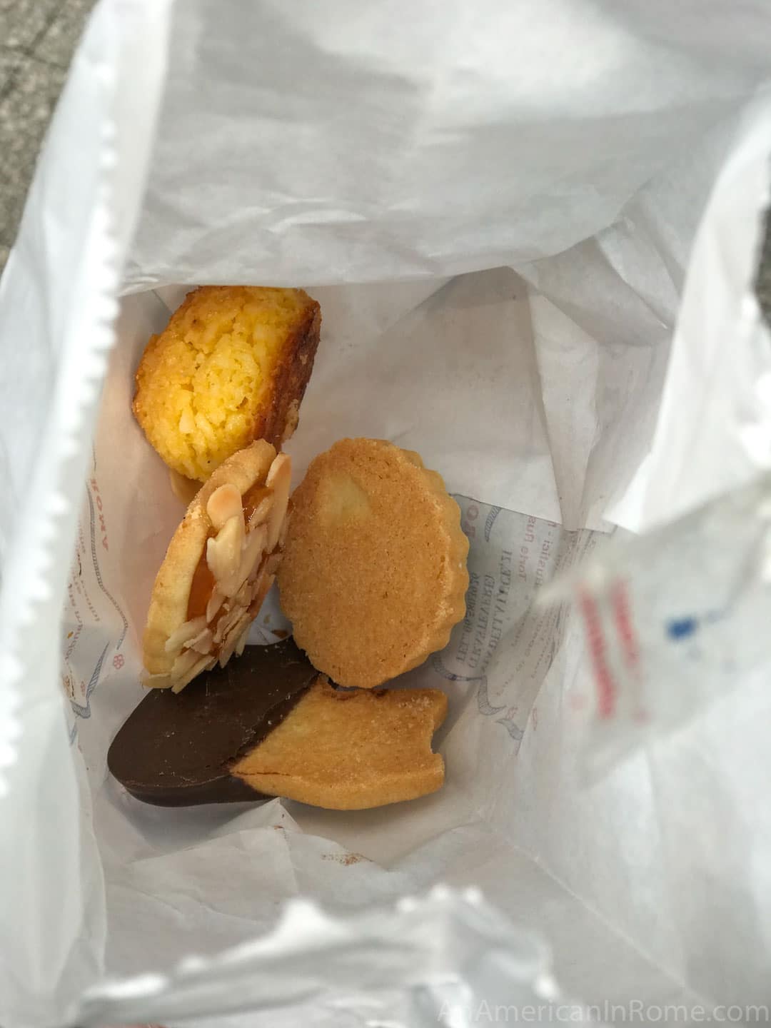 cookies in a bag from bakery in Rome