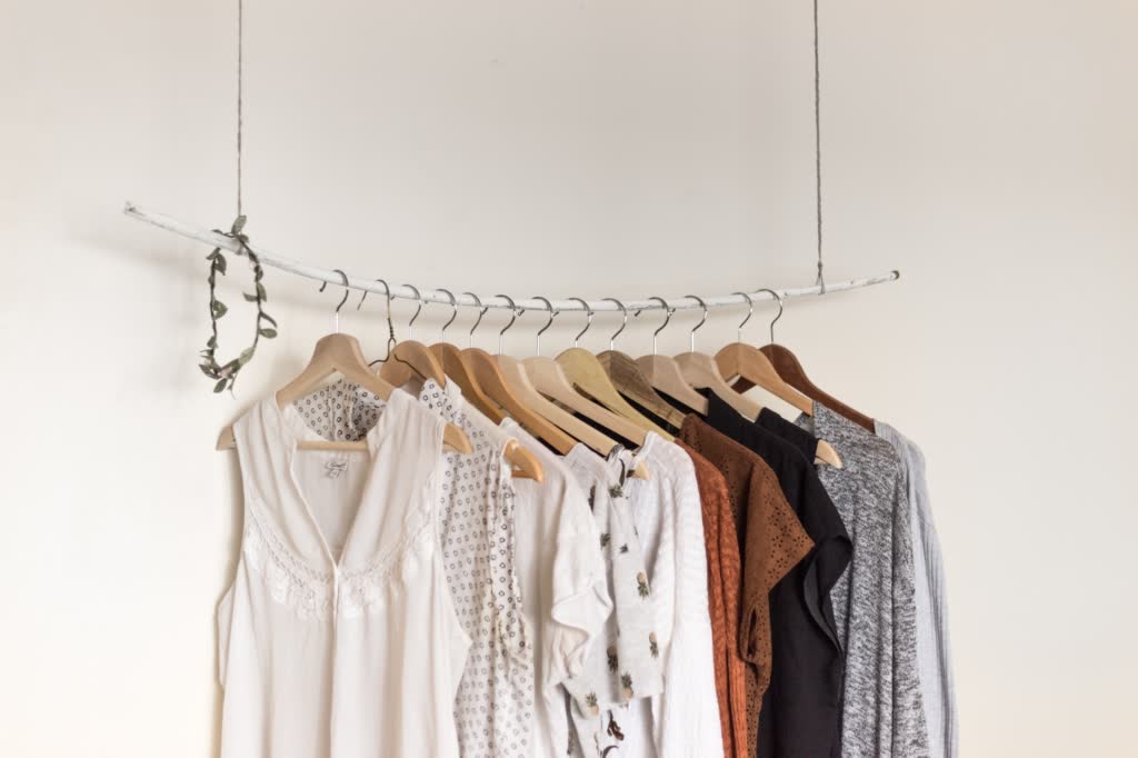 dress and shirts on hangers