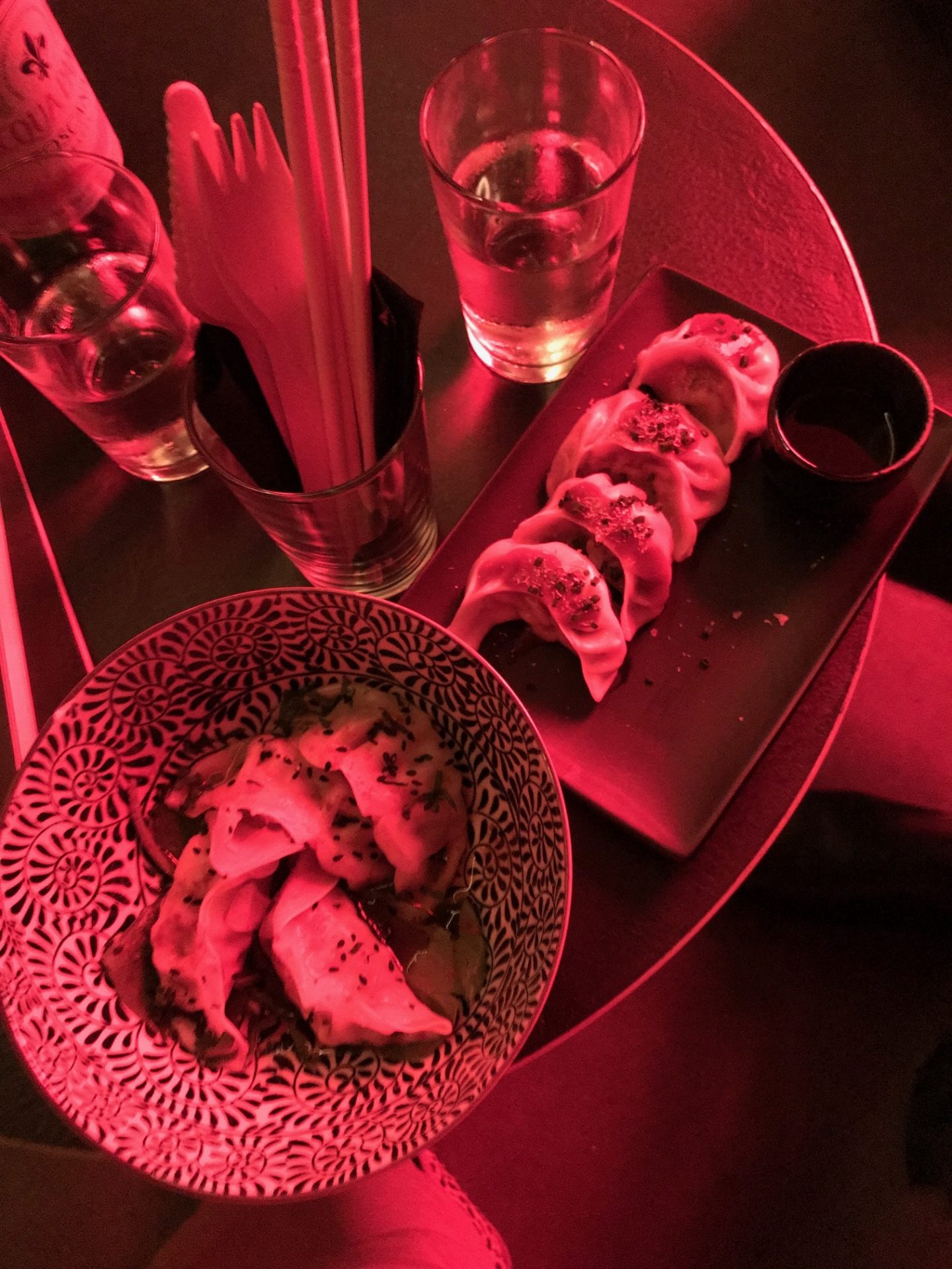 drink kong rome food on table in red light