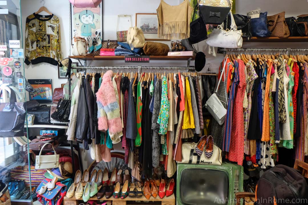 racks of vintage clothes