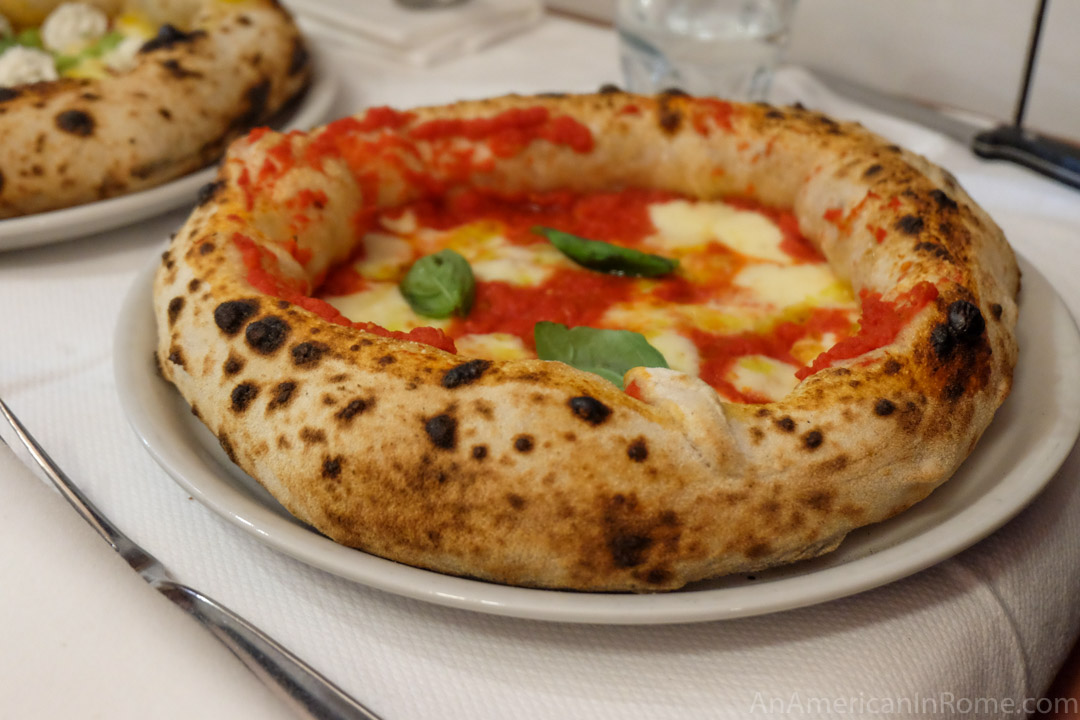 margherita pizza from piccolo buco in rome