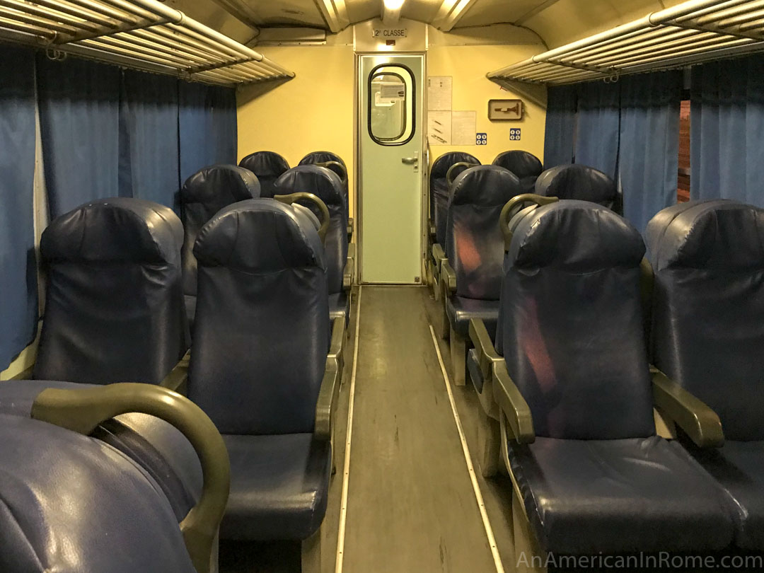 basic blue seats on train in sicily