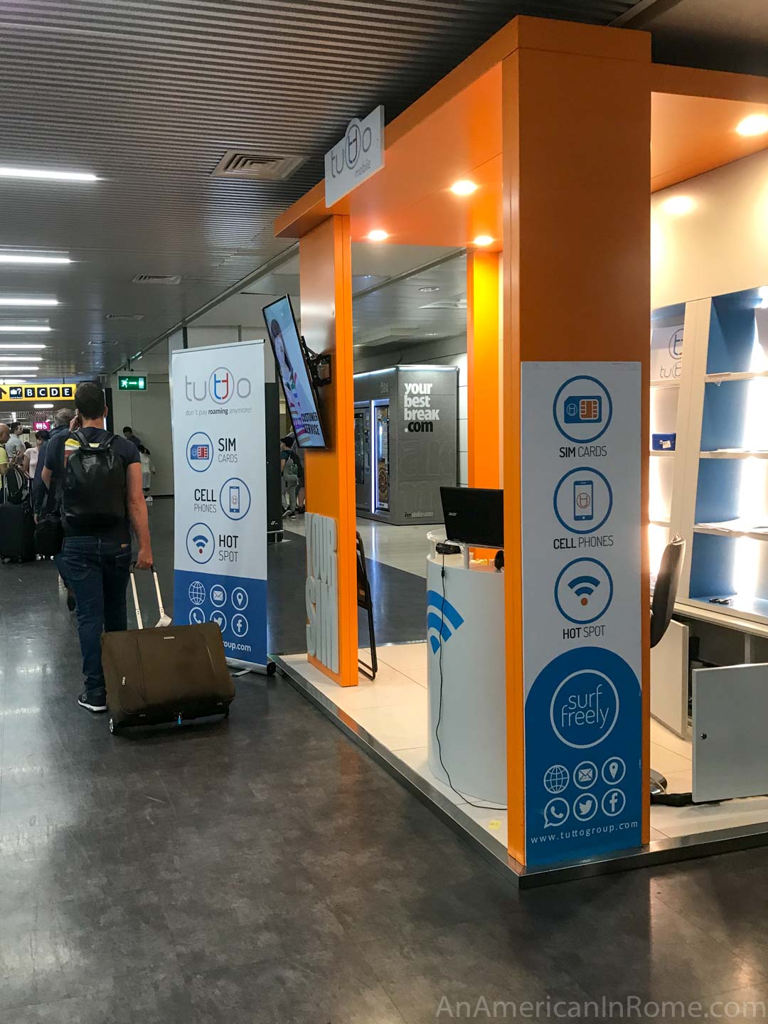 orange booth to buy sim card in Italy