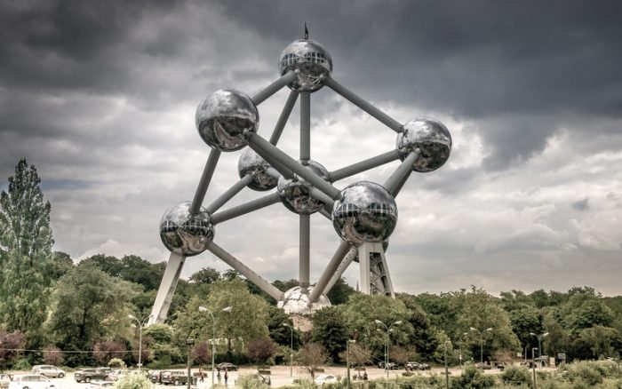 structure made of chrome balls resembling an atom
