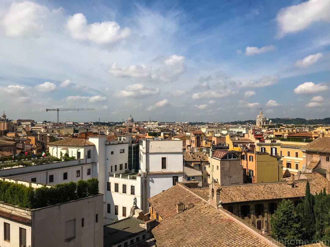 view of Rome rooftops from Rinascente store