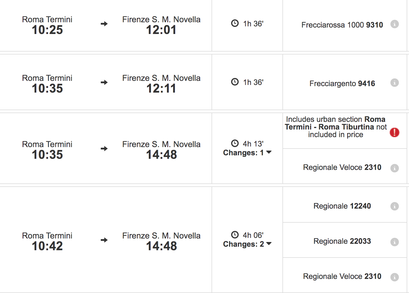 round trip train ticket rome to florence