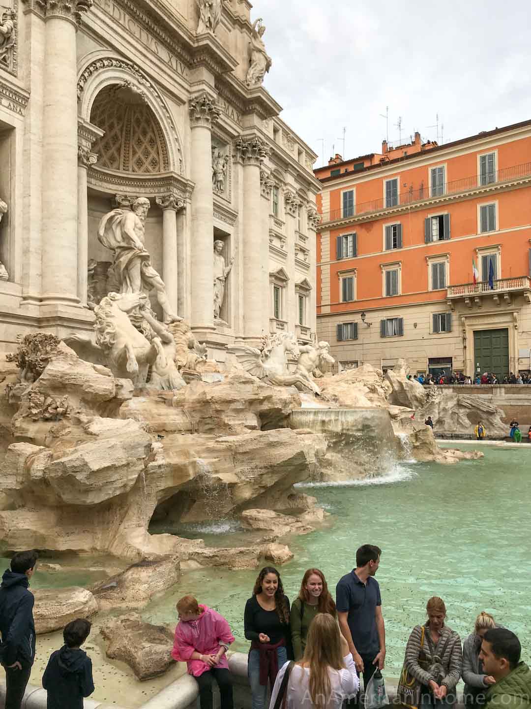 tourists at the Trevi Fountain