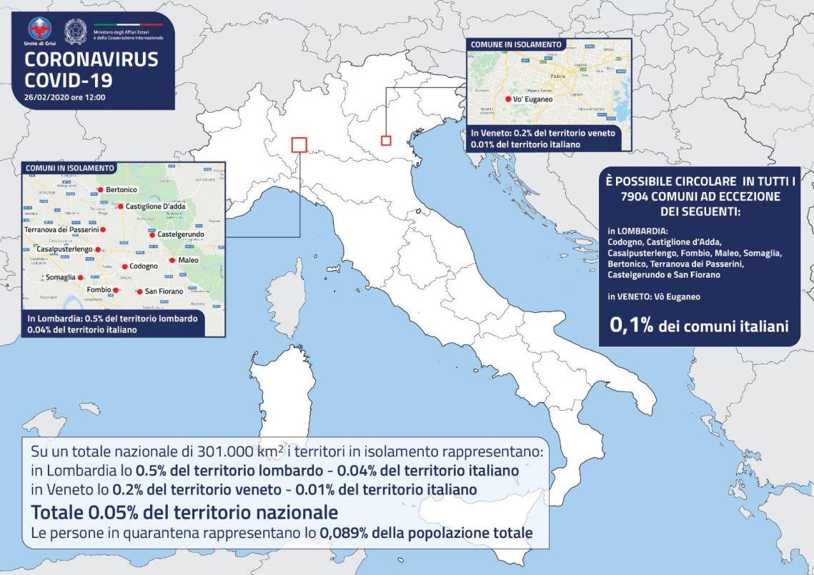 Italy map with coronavirus statistics