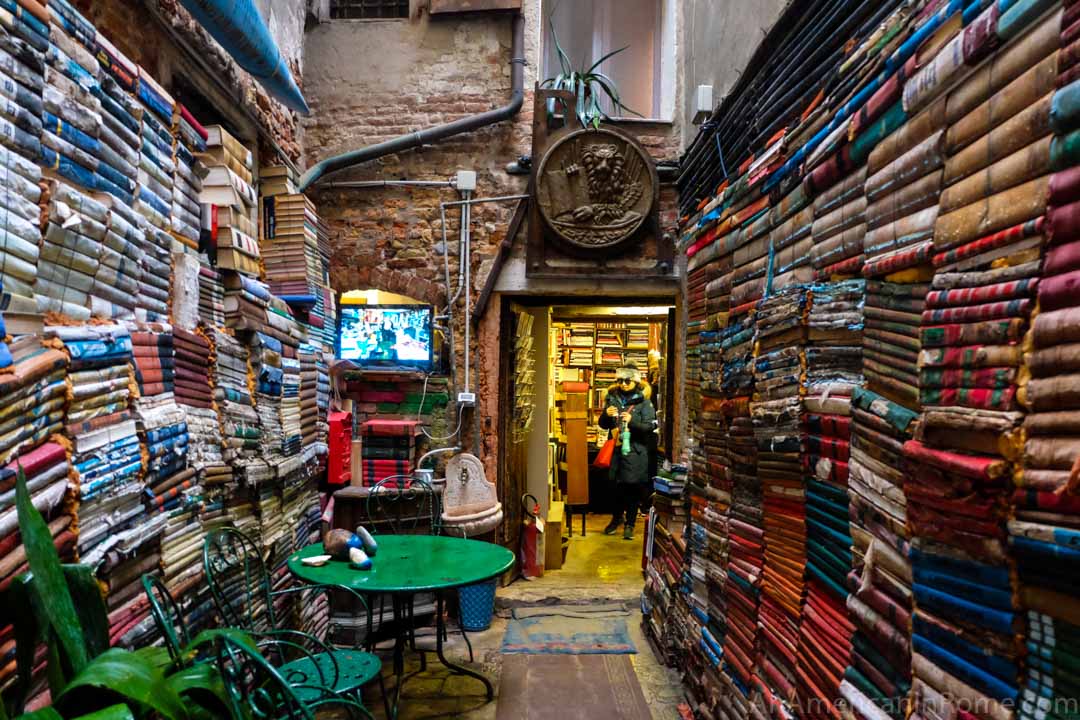 books in courtyard