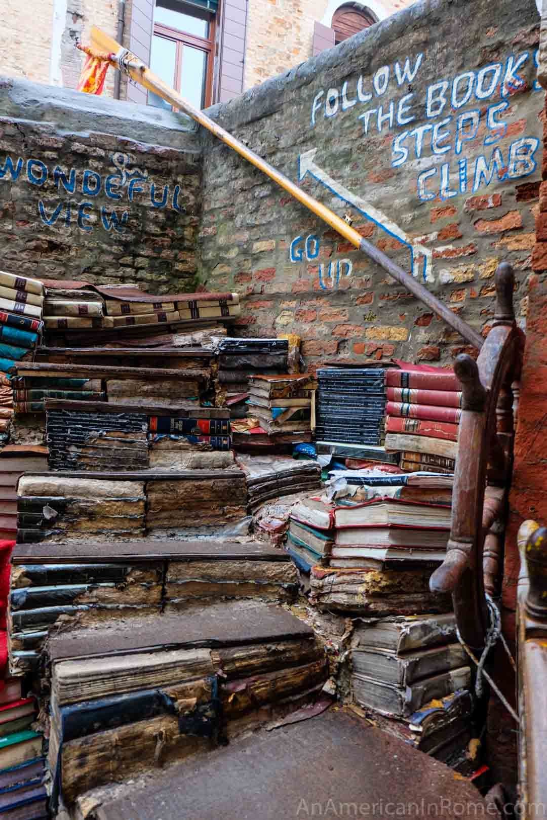 Books In Boats At The Libreria Acqua Alta Bookstore in Venice