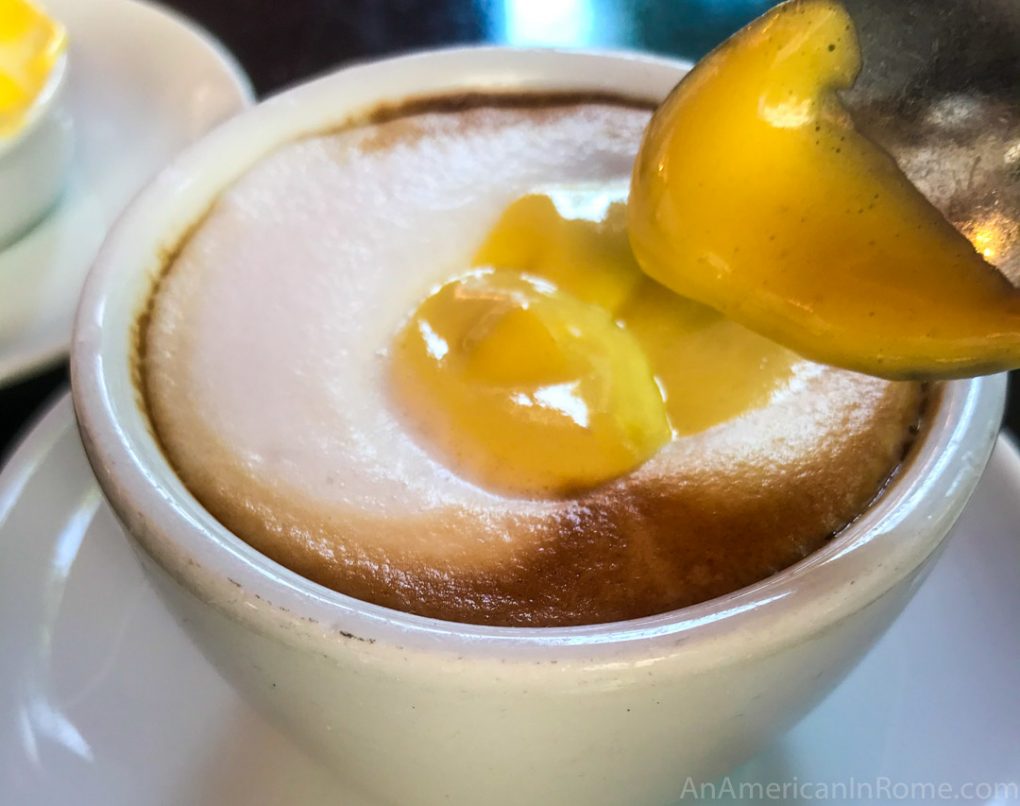 yellow zabaione in coffee