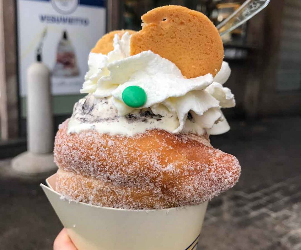 Gelato in a Donut Cone at Chalet Ciro in Naples